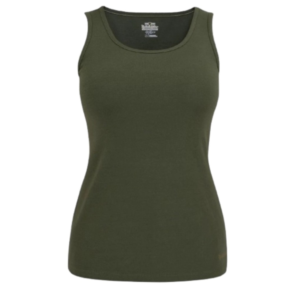 Fitted Olive Green Tank Top with Crew Neck